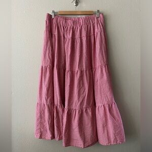 🍓☀️🎀. Handmade Picnic skirt.  Red& white Gingham Tiered Maxi Skirt